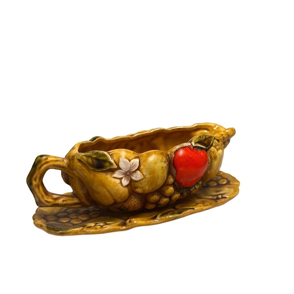 Vintage Ardco Harvest Gravy Boat with Attached Underplate – 1960s Made in Japan